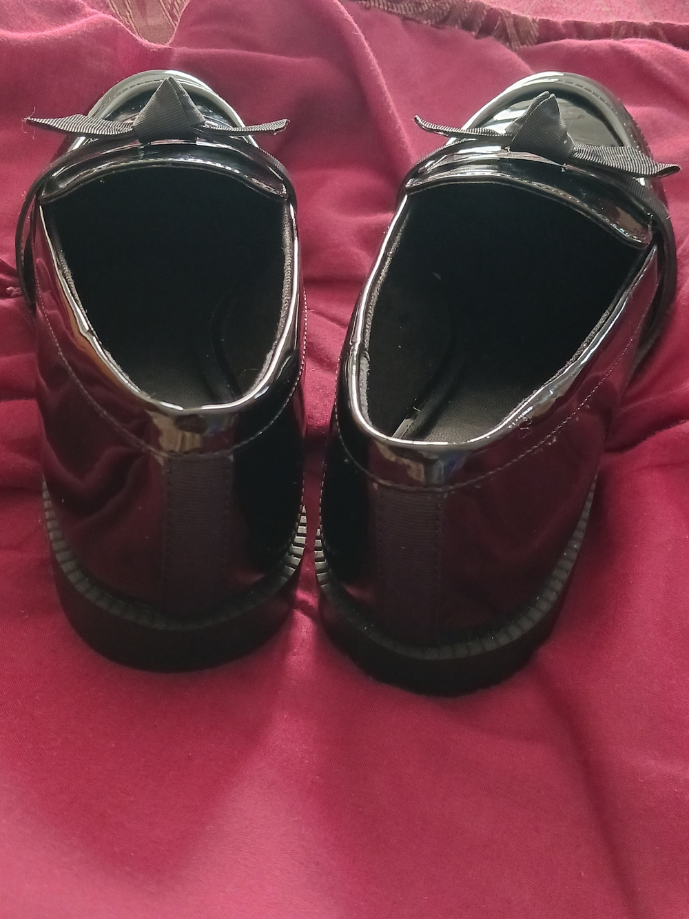 crown & ivy Black Patent Bow Loafers - Picture 4 of 6